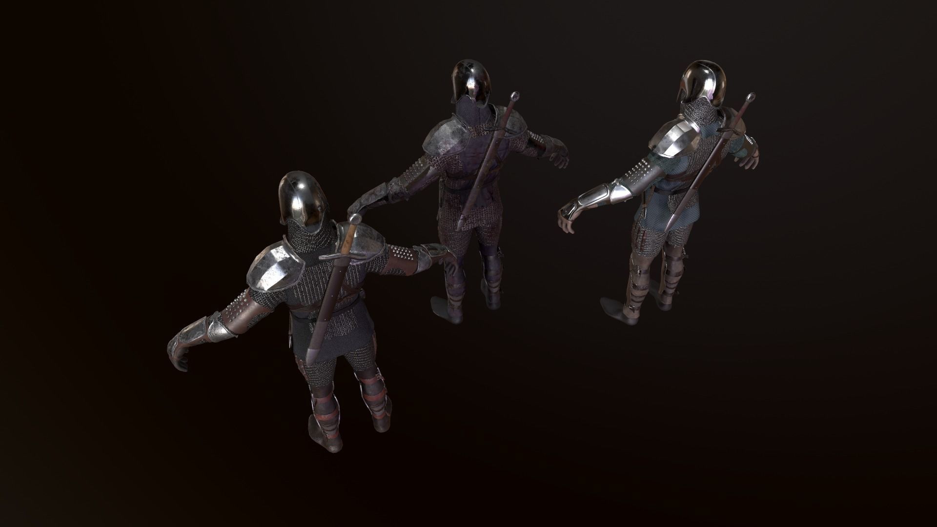 Medieval dark warrior  Low-poly 3D model_6