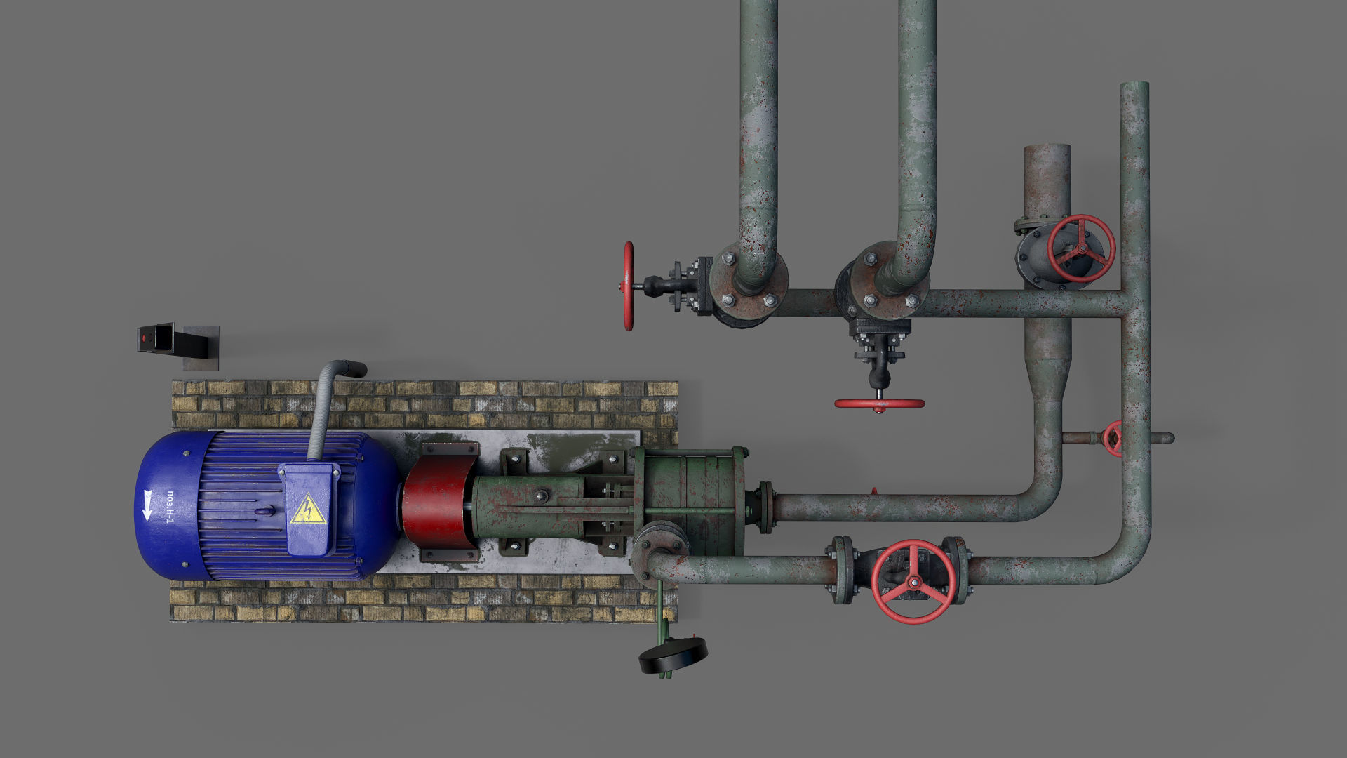 Old centrifugal  water pump  3D model_4