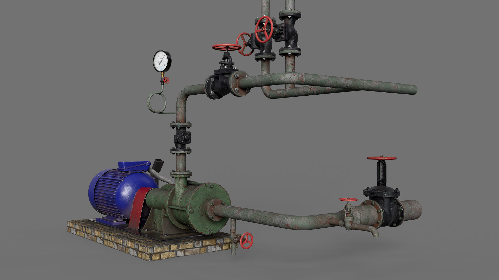 Old centrifugal  water pump  3D model_6