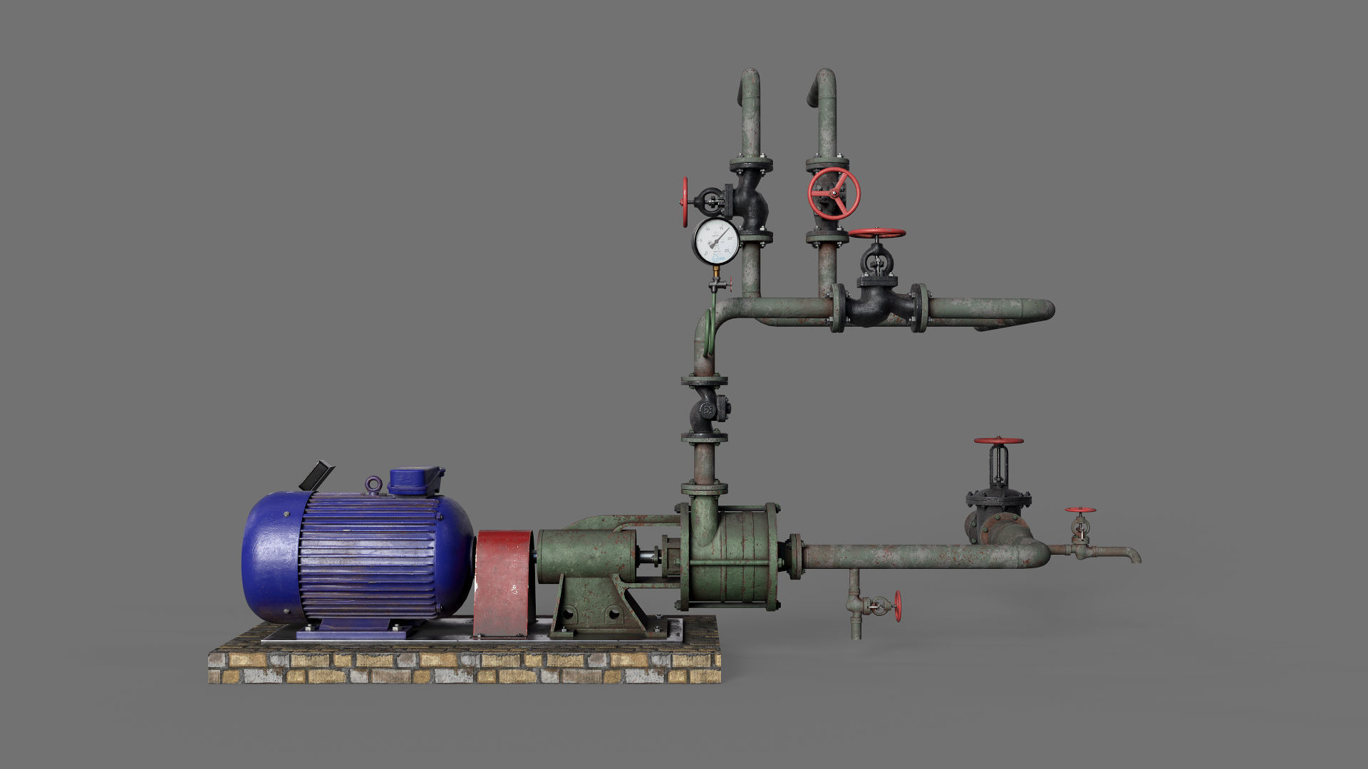 Old centrifugal  water pump  3D model_1
