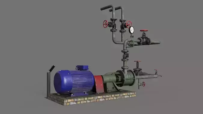 Old centrifugal  water pump  3D model