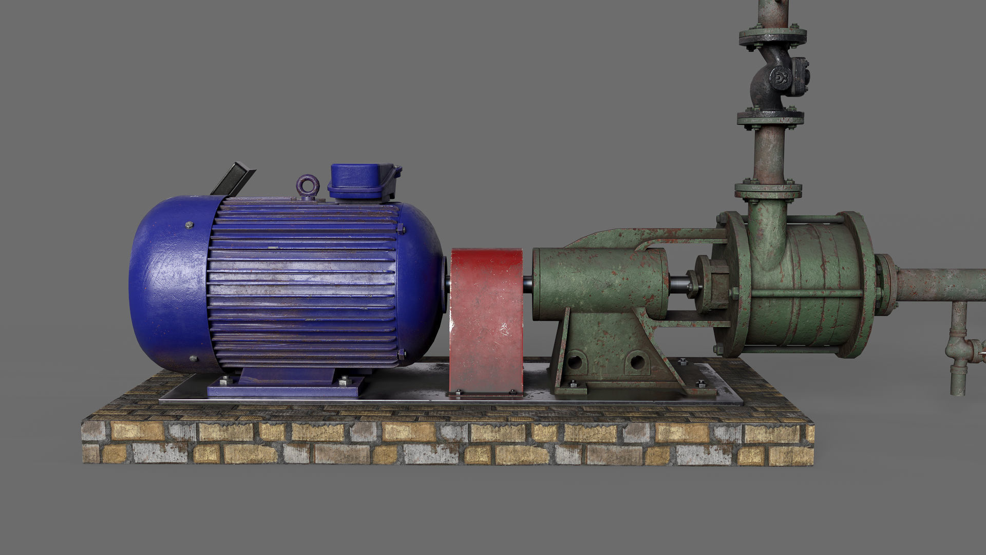 Old centrifugal  water pump  3D model_5
