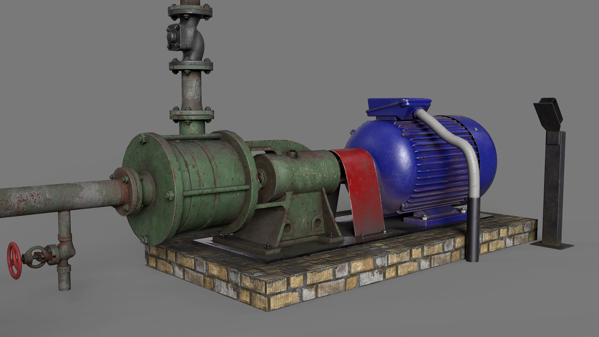 Old centrifugal  water pump  3D model_7