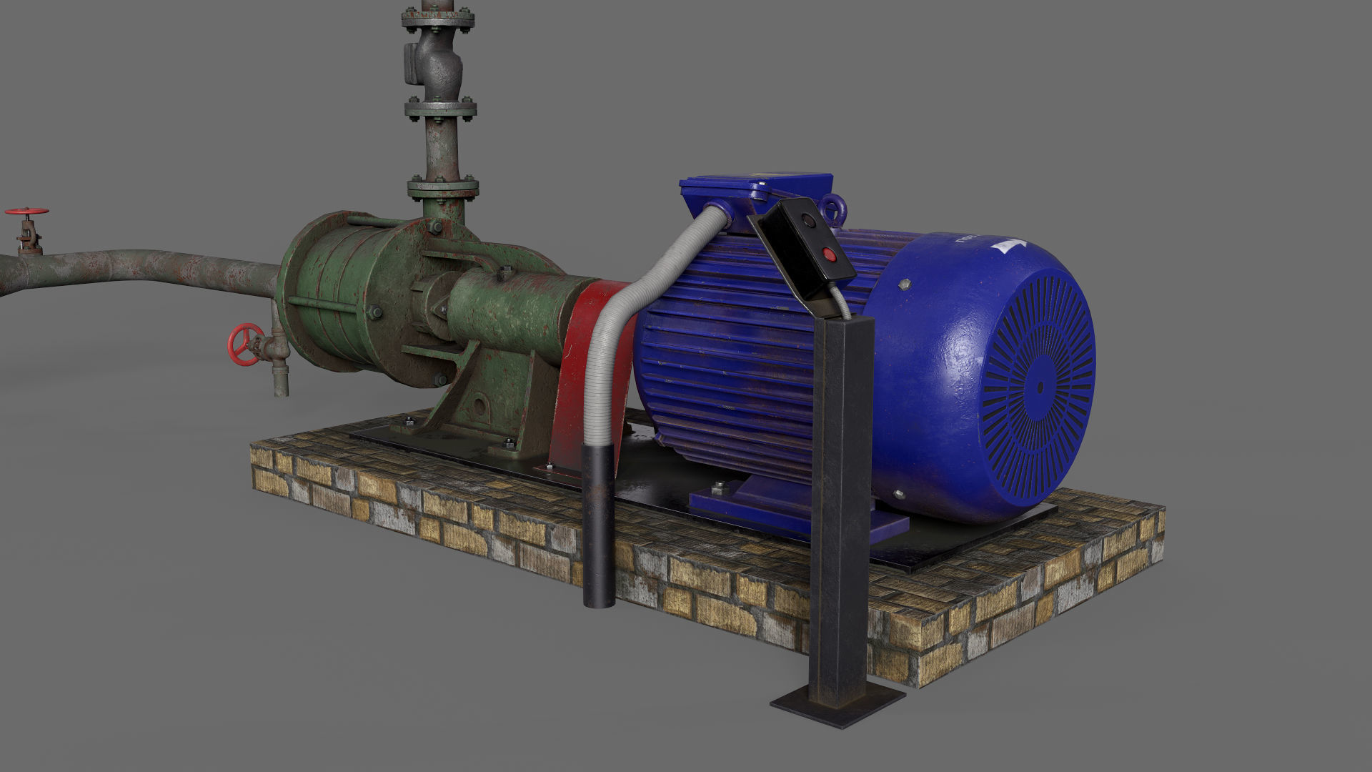 Old centrifugal  water pump  3D model_3
