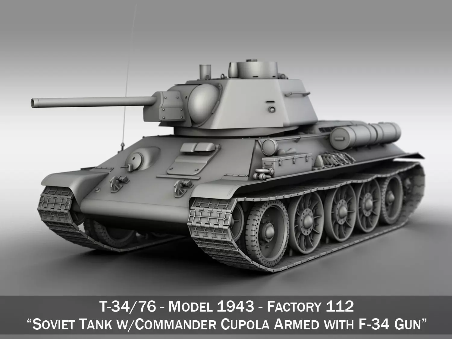 T-34-76 - Model 1943 - Factory 112 - Soviet Medium Tank 3D model