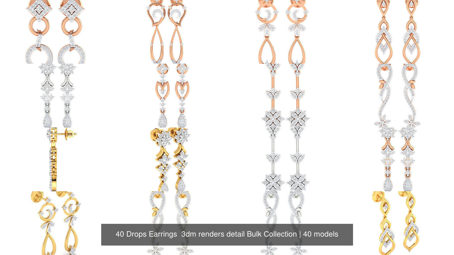 40 Drops Earrings  3dm renders detail Bulk Collection _1