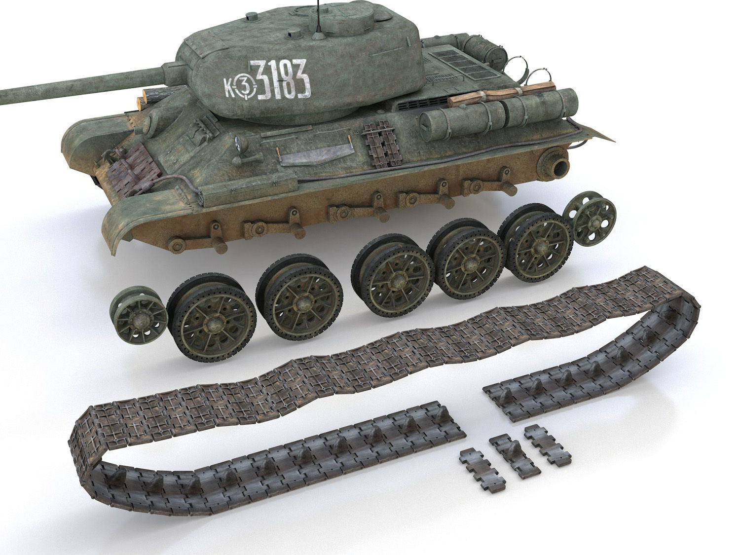 T-34 85 - Soviet medium tank - 3183 3D model_11