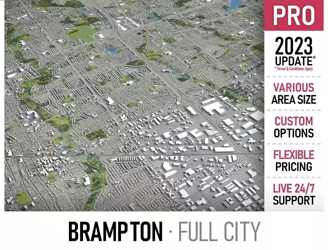 Brampton - 3D City Model Low-poly 3D model