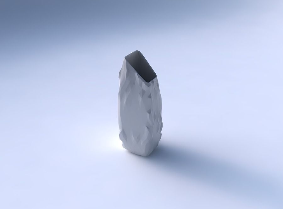 Vase bent rectangle with low-polygon bulges 3D print model_3