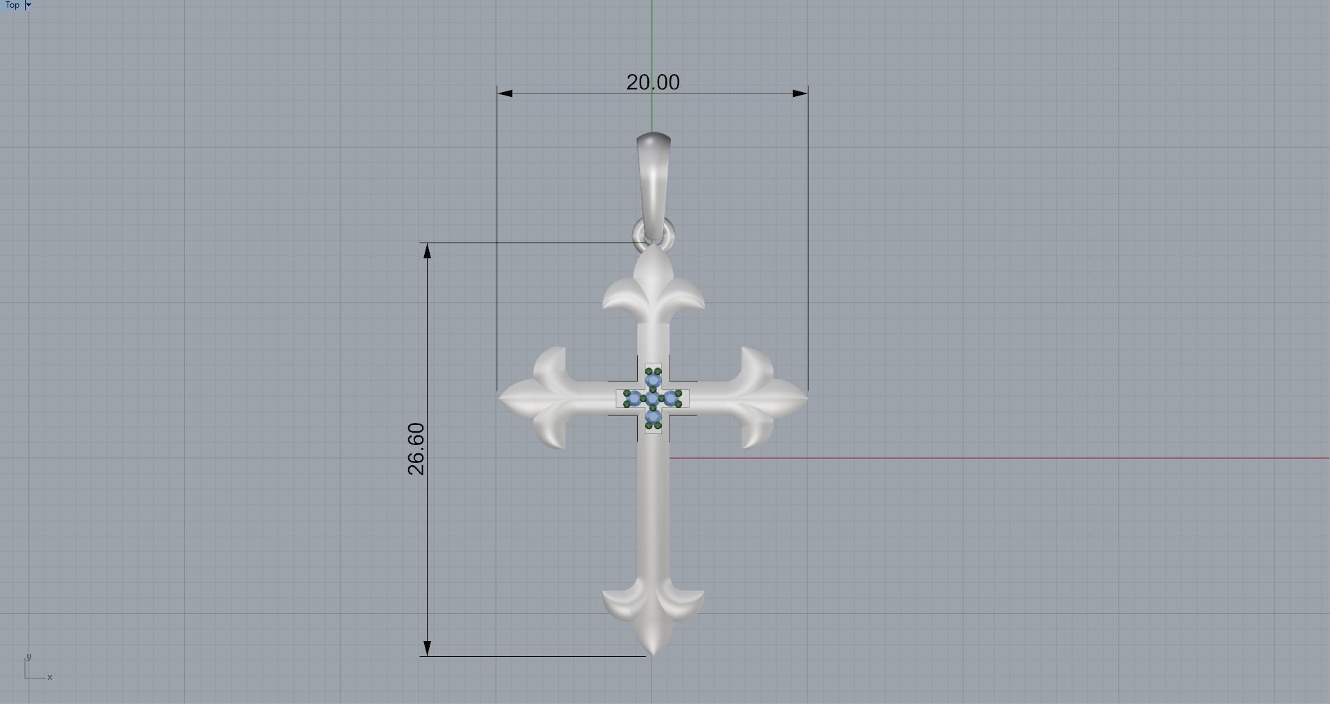 JESUS CROSS DIAMOND PENDANT 3D print model_8