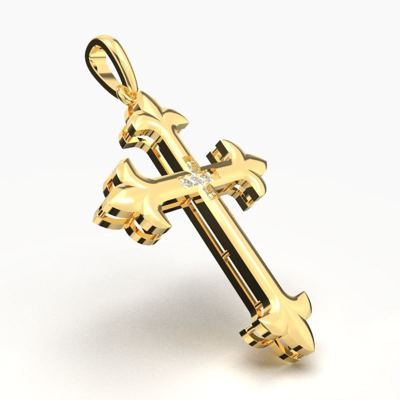 JESUS CROSS DIAMOND PENDANT 3D print model_4