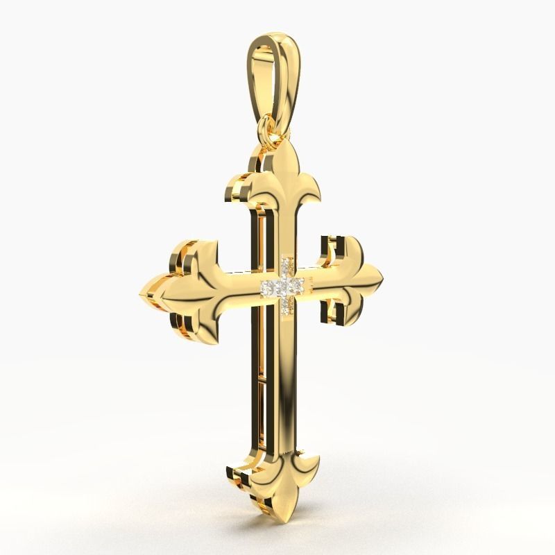 JESUS CROSS DIAMOND PENDANT 3D print model_5