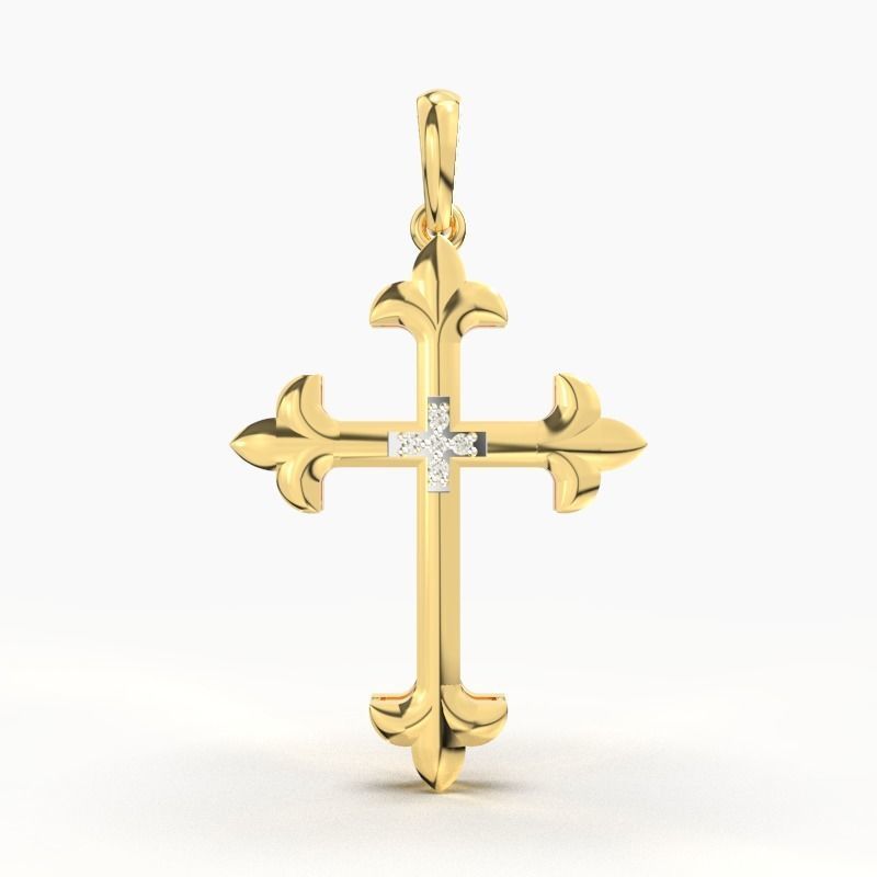 JESUS CROSS DIAMOND PENDANT 3D print model_1