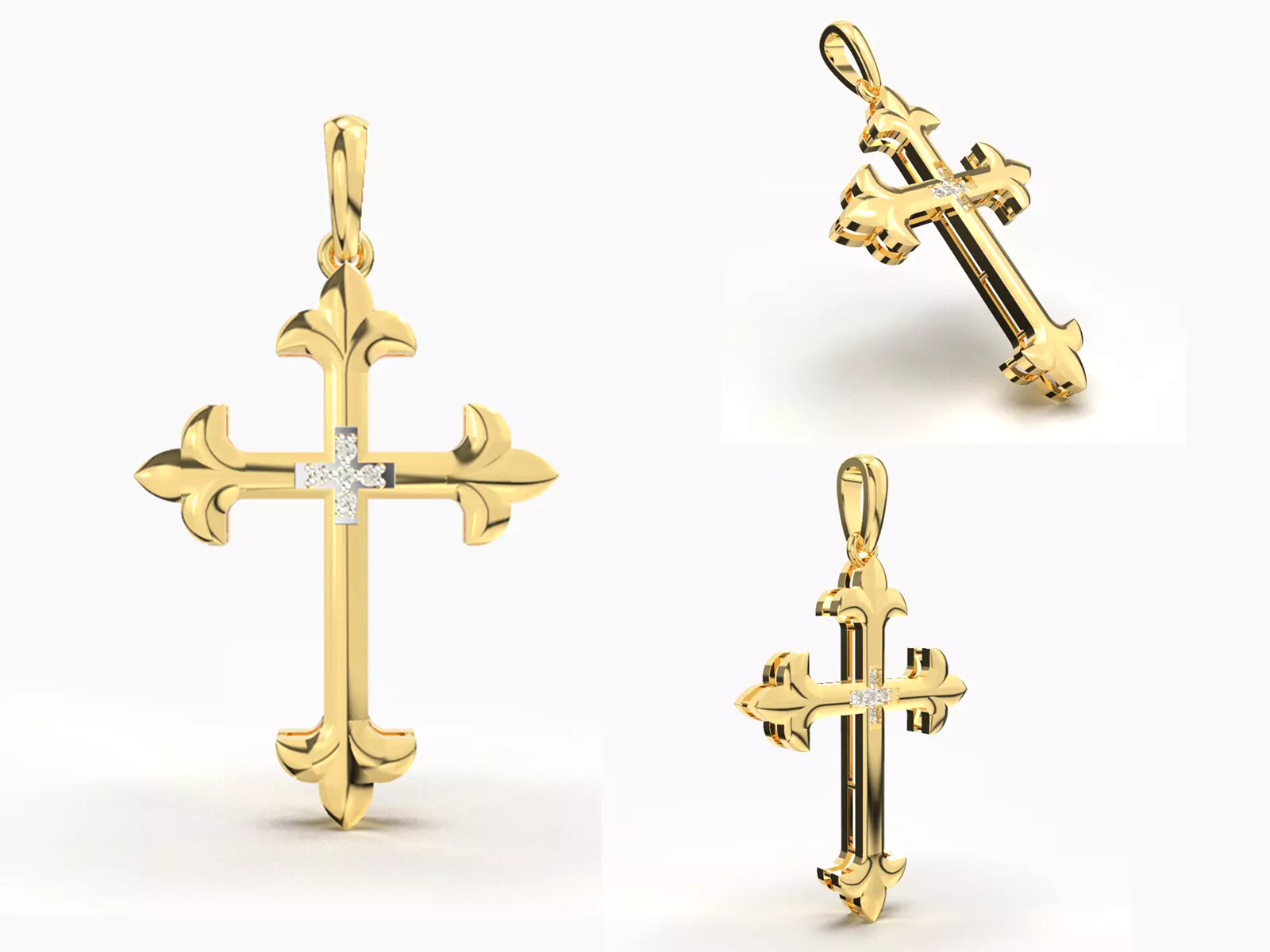 JESUS CROSS DIAMOND PENDANT 3D print model_0