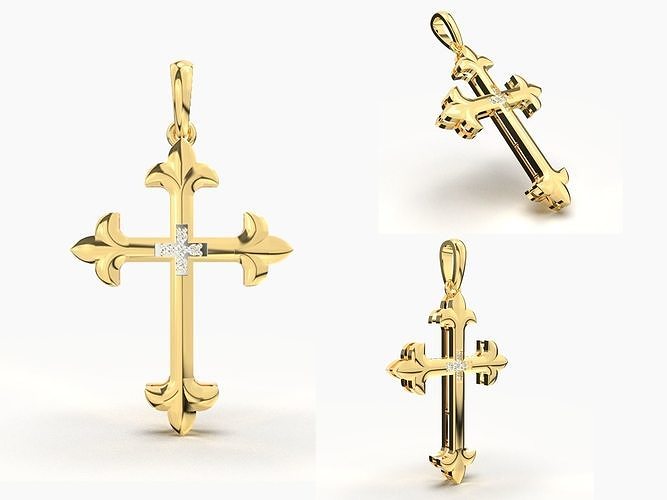 JESUS CROSS DIAMOND PENDANT 3D print model