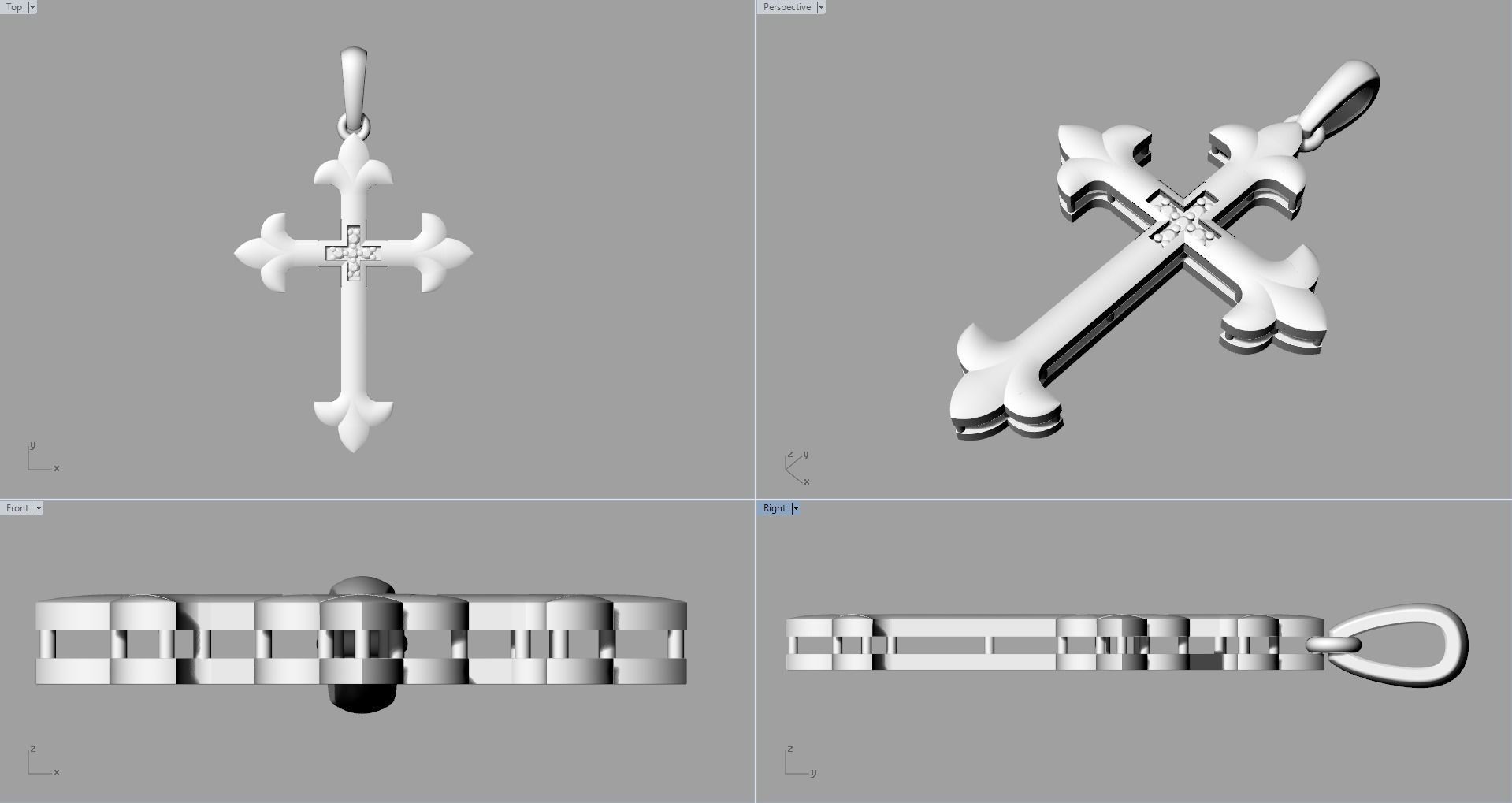 JESUS CROSS DIAMOND PENDANT 3D print model_6