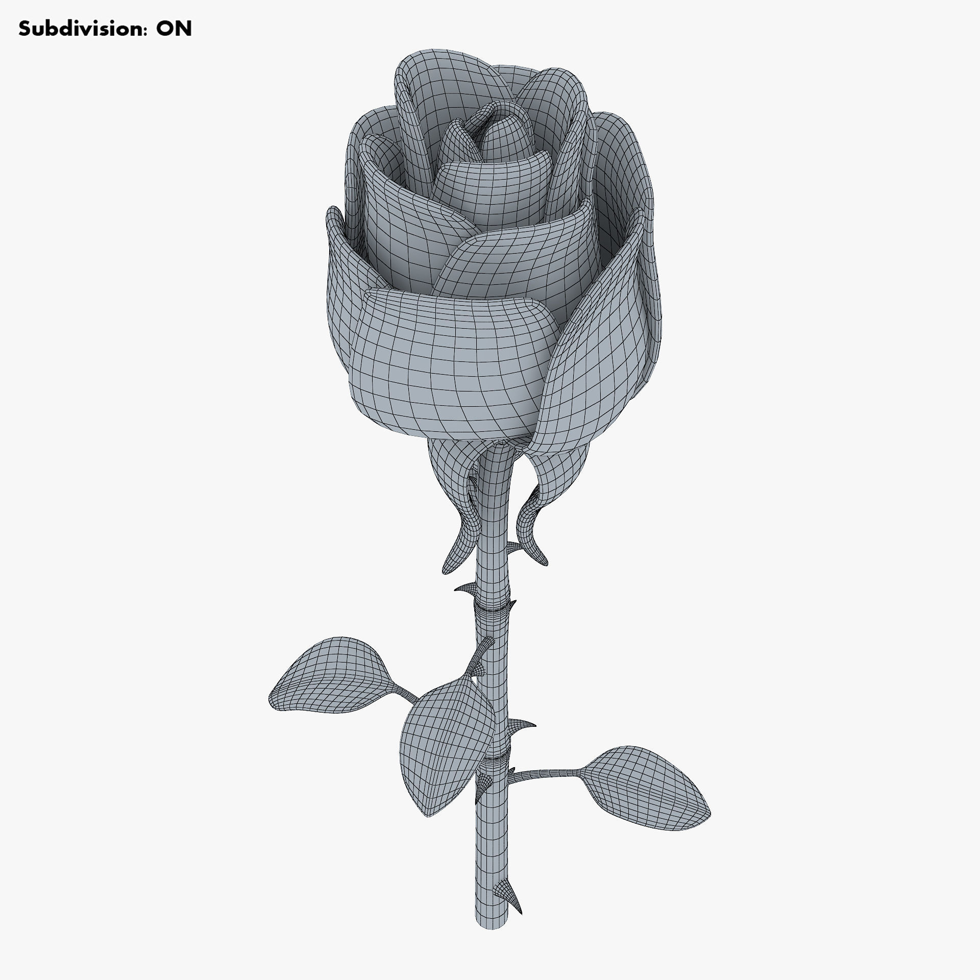 Cartoon Rose Flower v 1 3D model_11