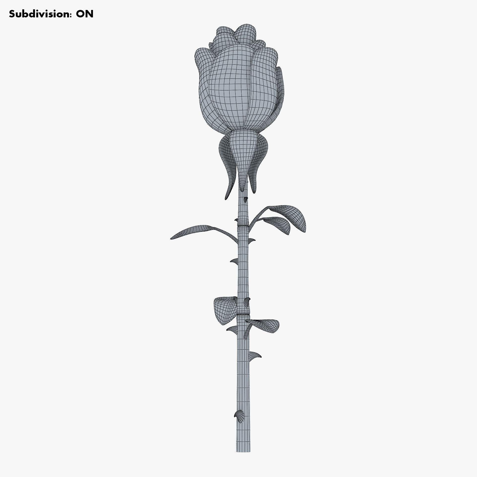 Cartoon Rose Flower v 1 3D model_13