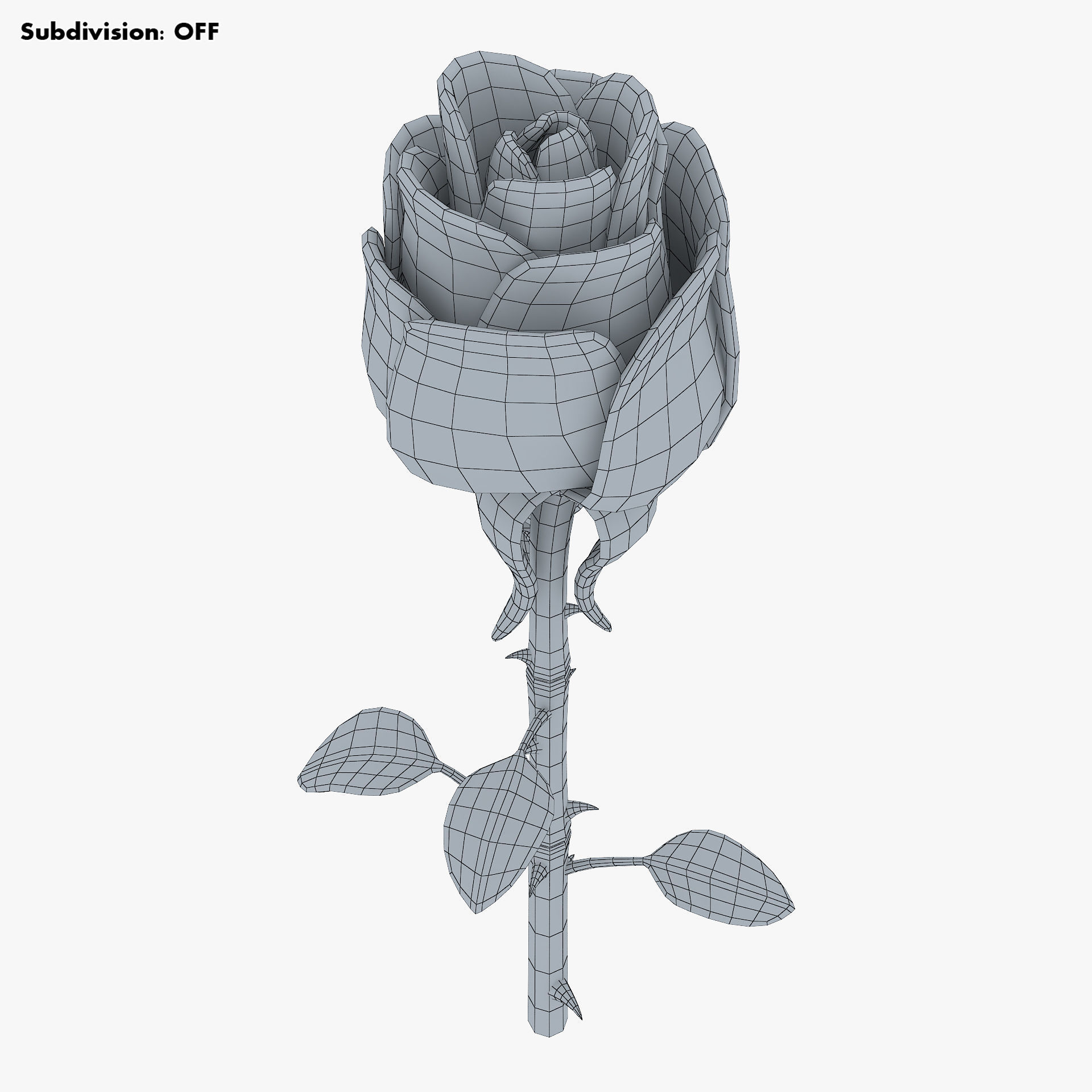 Cartoon Rose Flower v 1 3D model_12