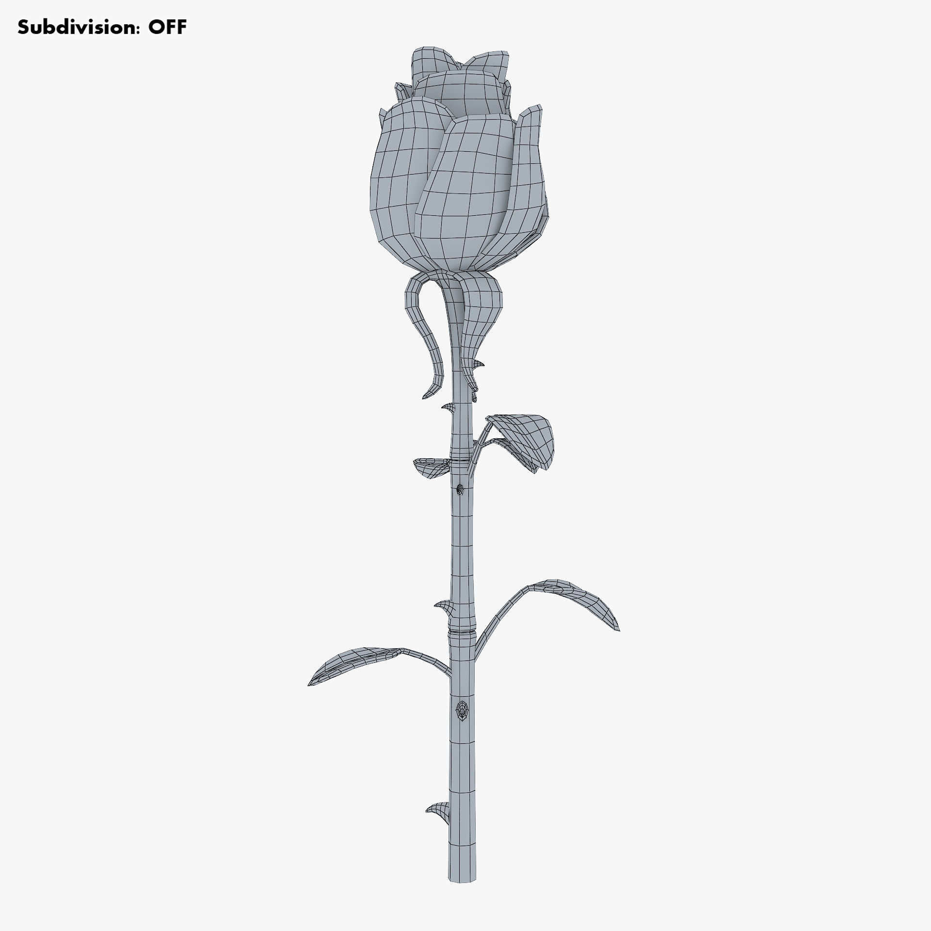 Cartoon Rose Flower v 1 3D model_16