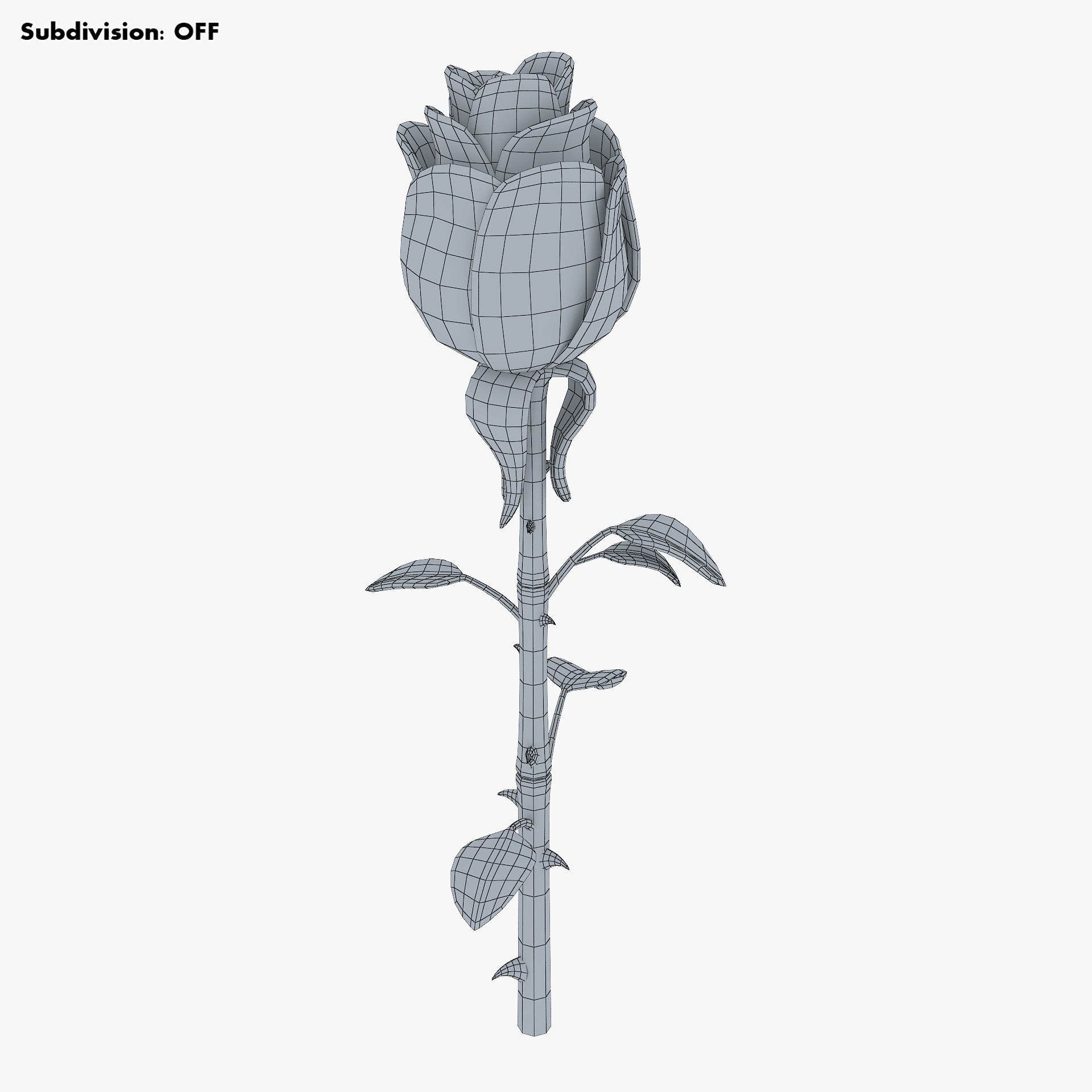 Cartoon Rose Flower v 1 3D model_8