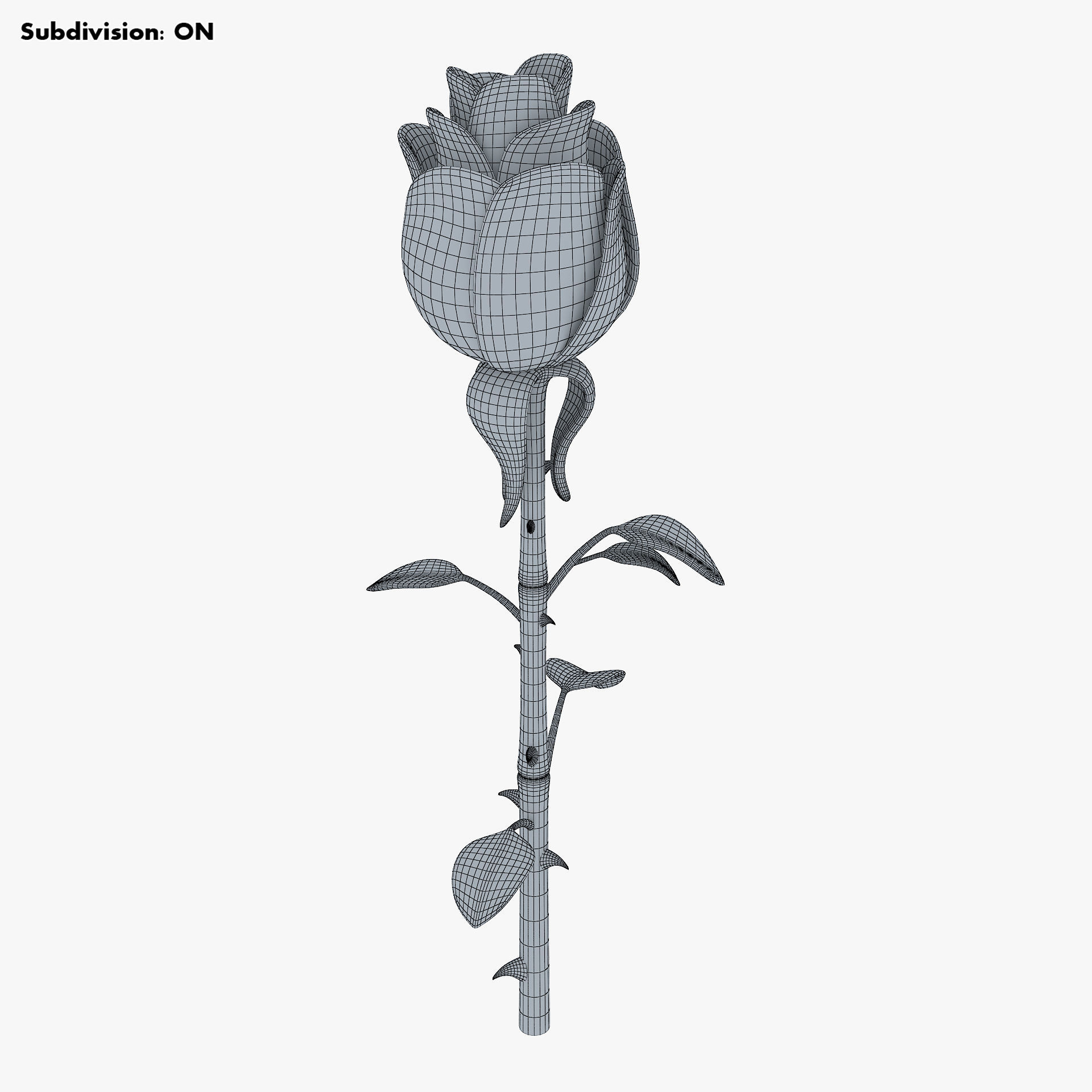 Cartoon Rose Flower v 1 3D model_7