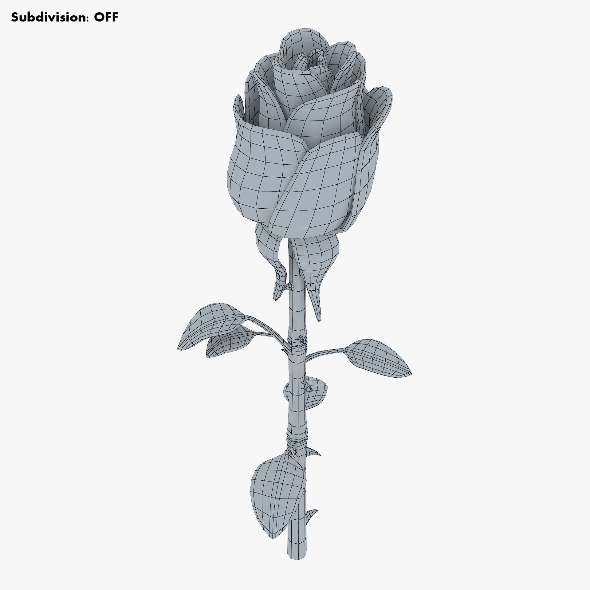 Cartoon Rose Flower v 1 3D model_20