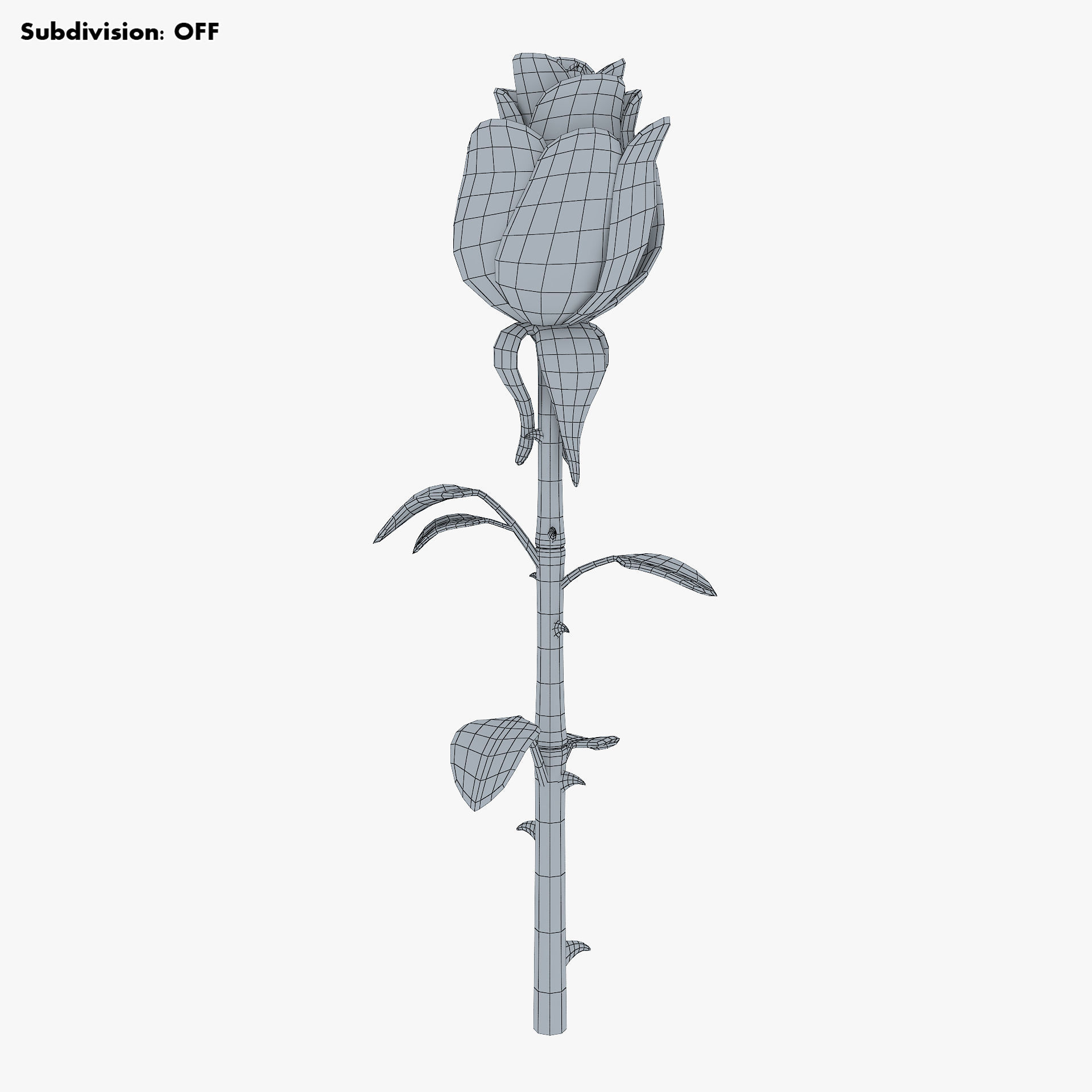 Cartoon Rose Flower v 1 3D model_10