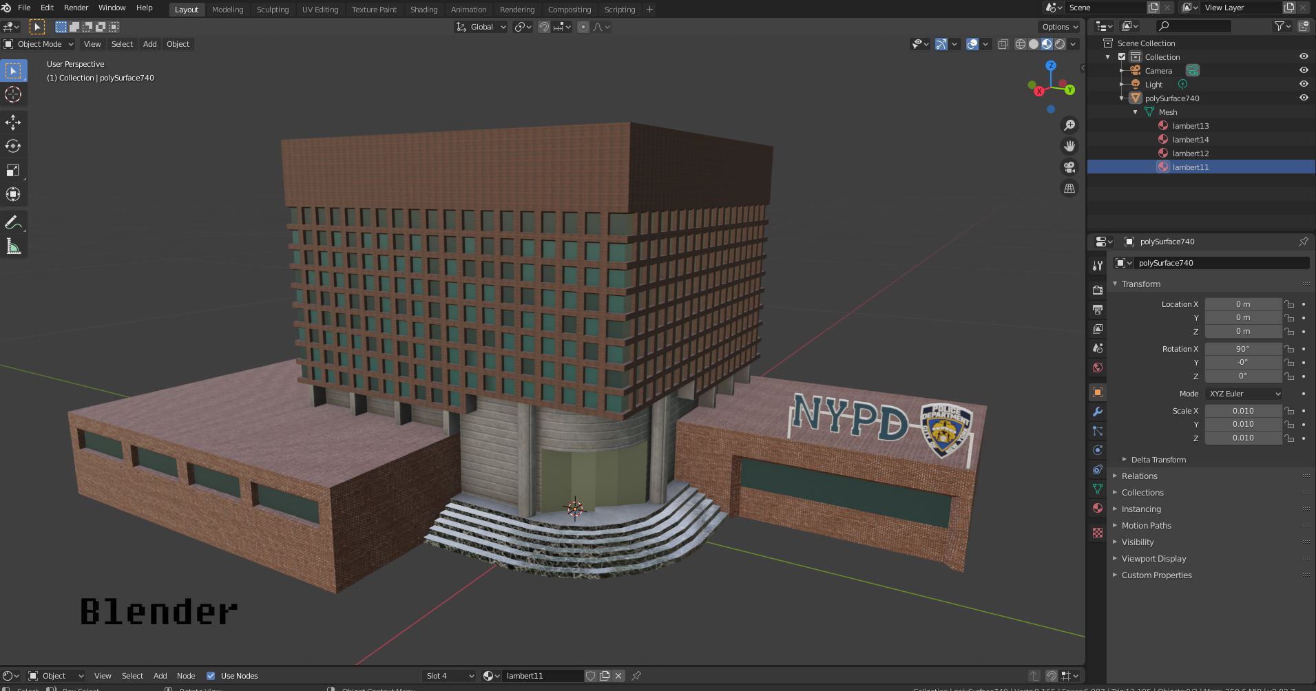NYPD Police Station Game Ready Low poly PBR 3D Model  Low-poly 3D model_14