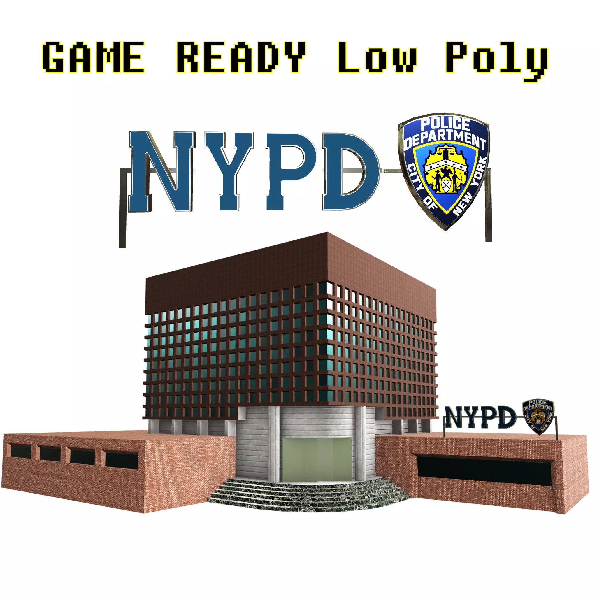 NYPD Police Station Game Ready Low poly PBR 3D Model  Low-poly 3D model_0