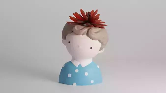 Adorable Kid Planter Bust 3D print model
