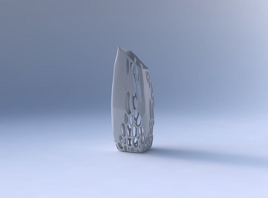Vase bent rectangle with organic lattice and solid centers 3D print model_4