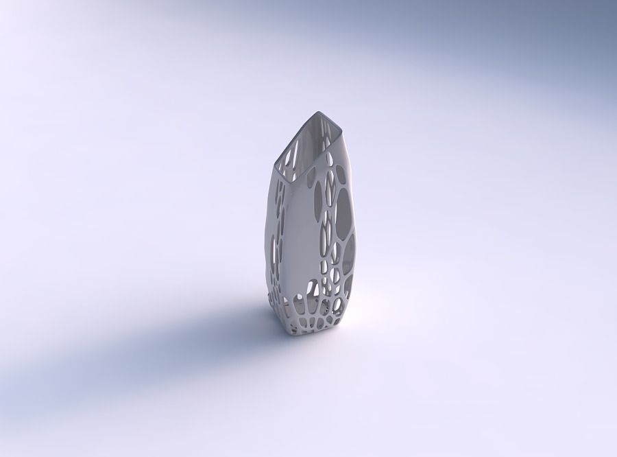 Vase bent rectangle with organic lattice and solid centers 3D print model_0