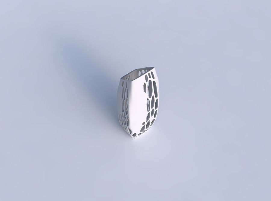Vase bent rectangle with organic lattice and solid centers 3D print model_1