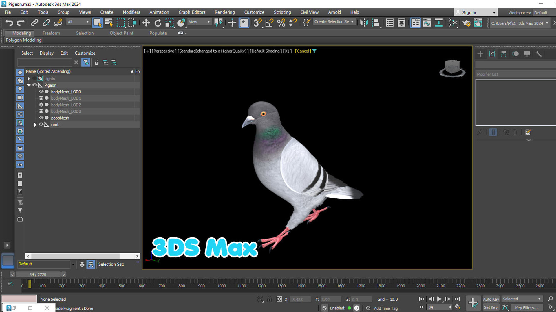 Realistic Animated Rock Pigeon Low-poly 3D model_10