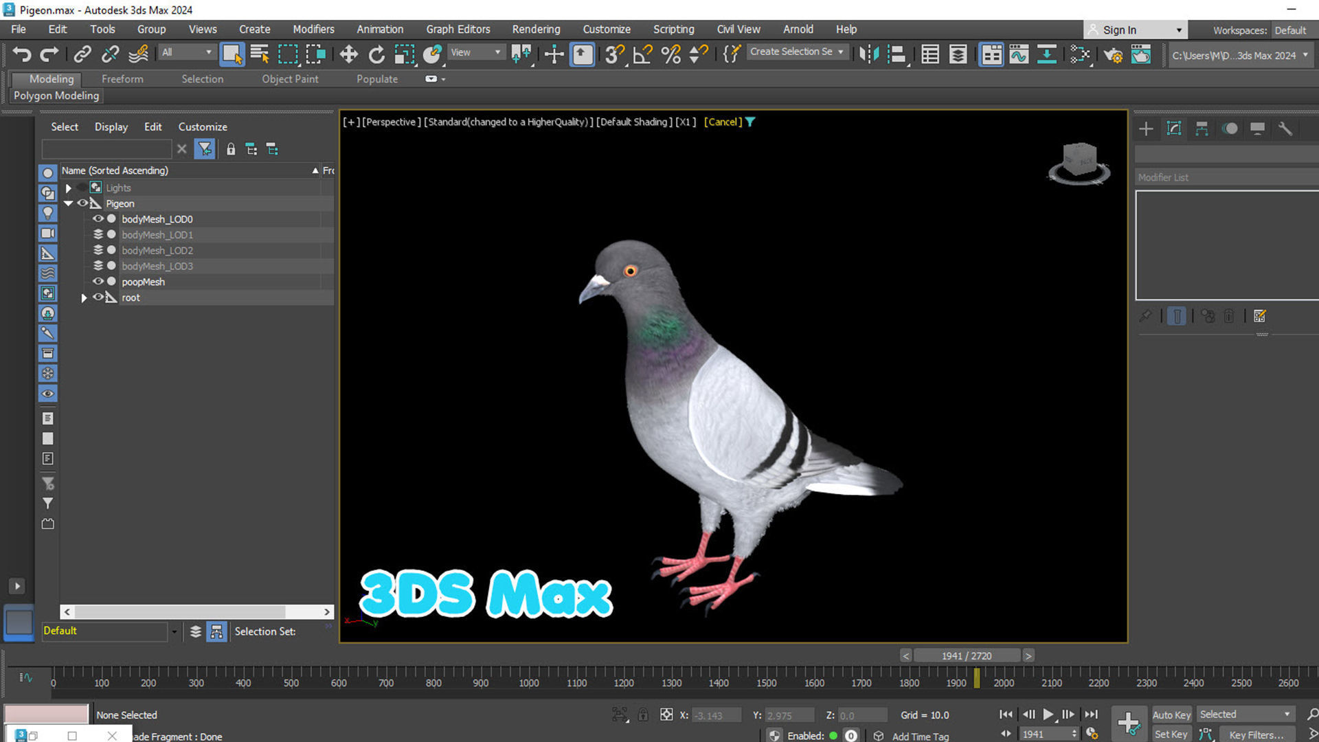 Realistic Animated Rock Pigeon Low-poly 3D model_14