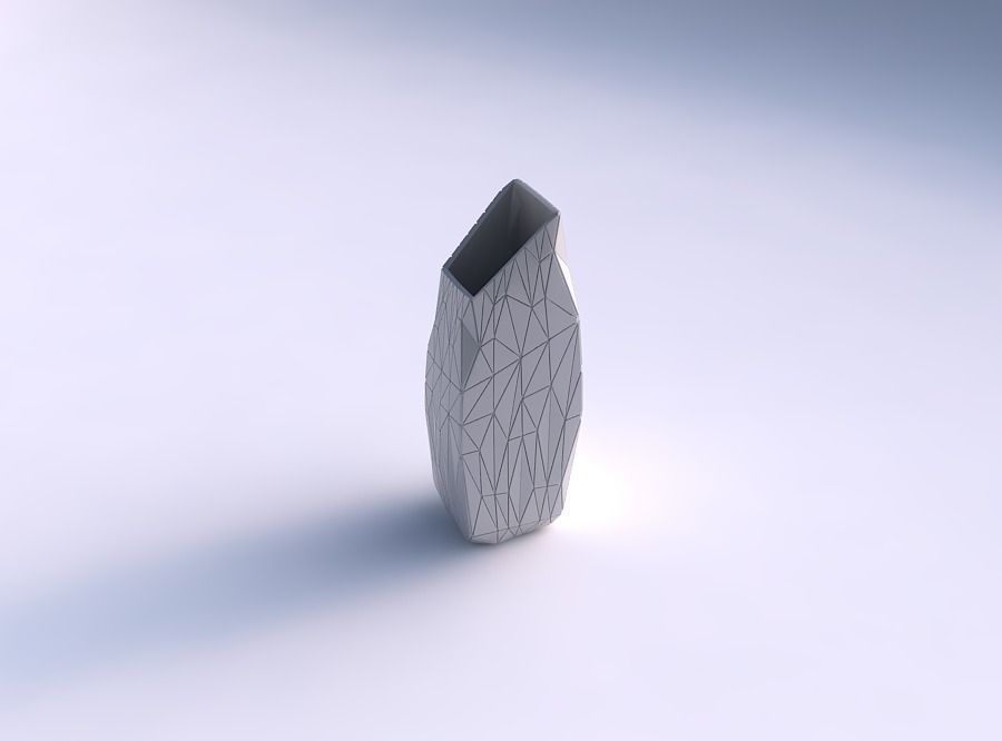 Vase bent rectangle with random triangle plates 3D print model_0