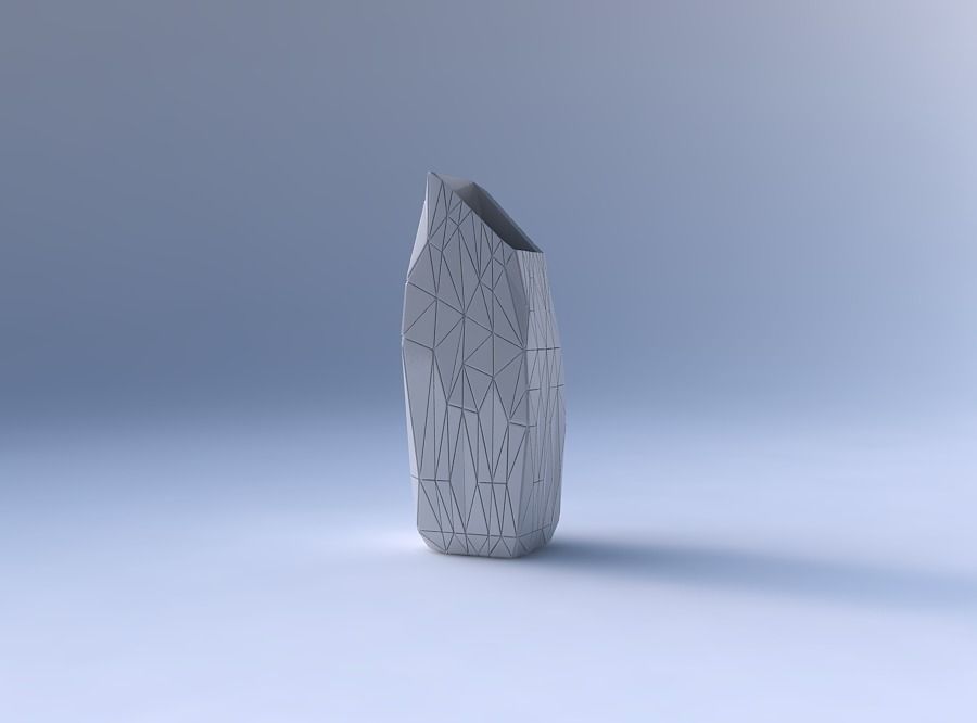 Vase bent rectangle with random triangle plates 3D print model_4
