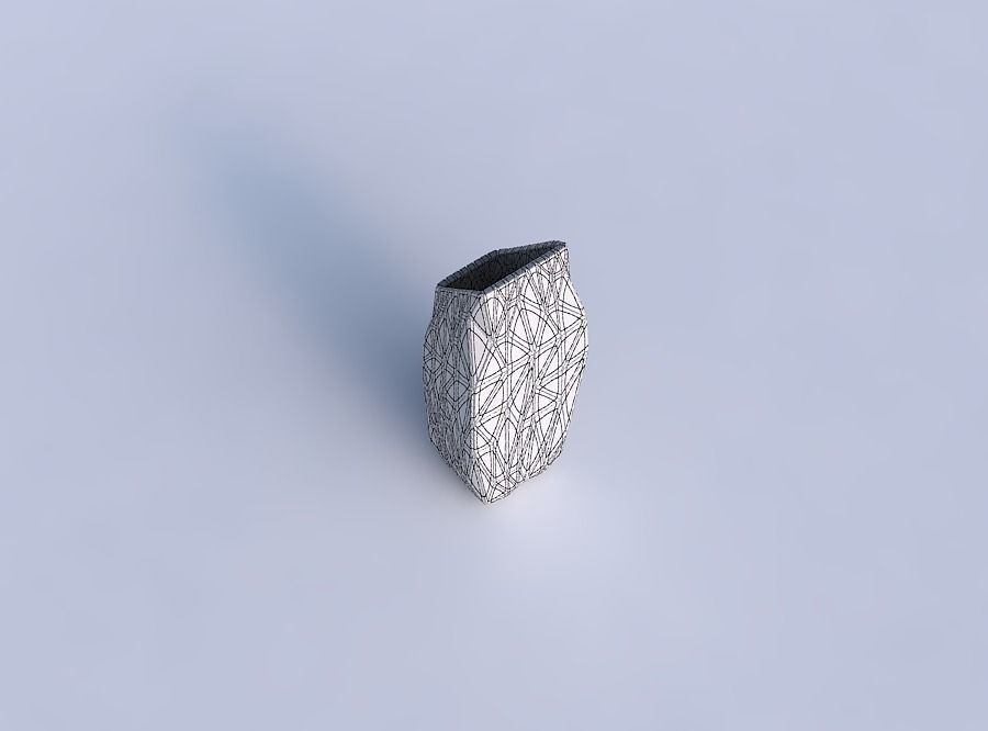 Vase bent rectangle with random triangle plates 3D print model_6