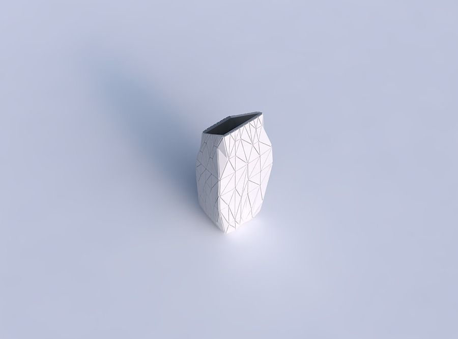 Vase bent rectangle with random triangle plates 3D print model_1