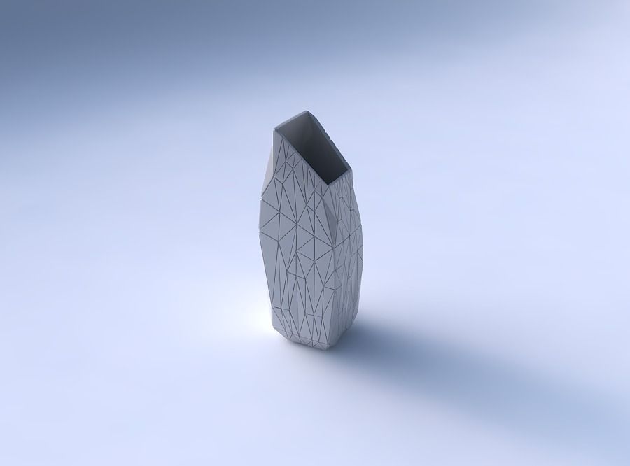 Vase bent rectangle with random triangle plates 3D print model_3