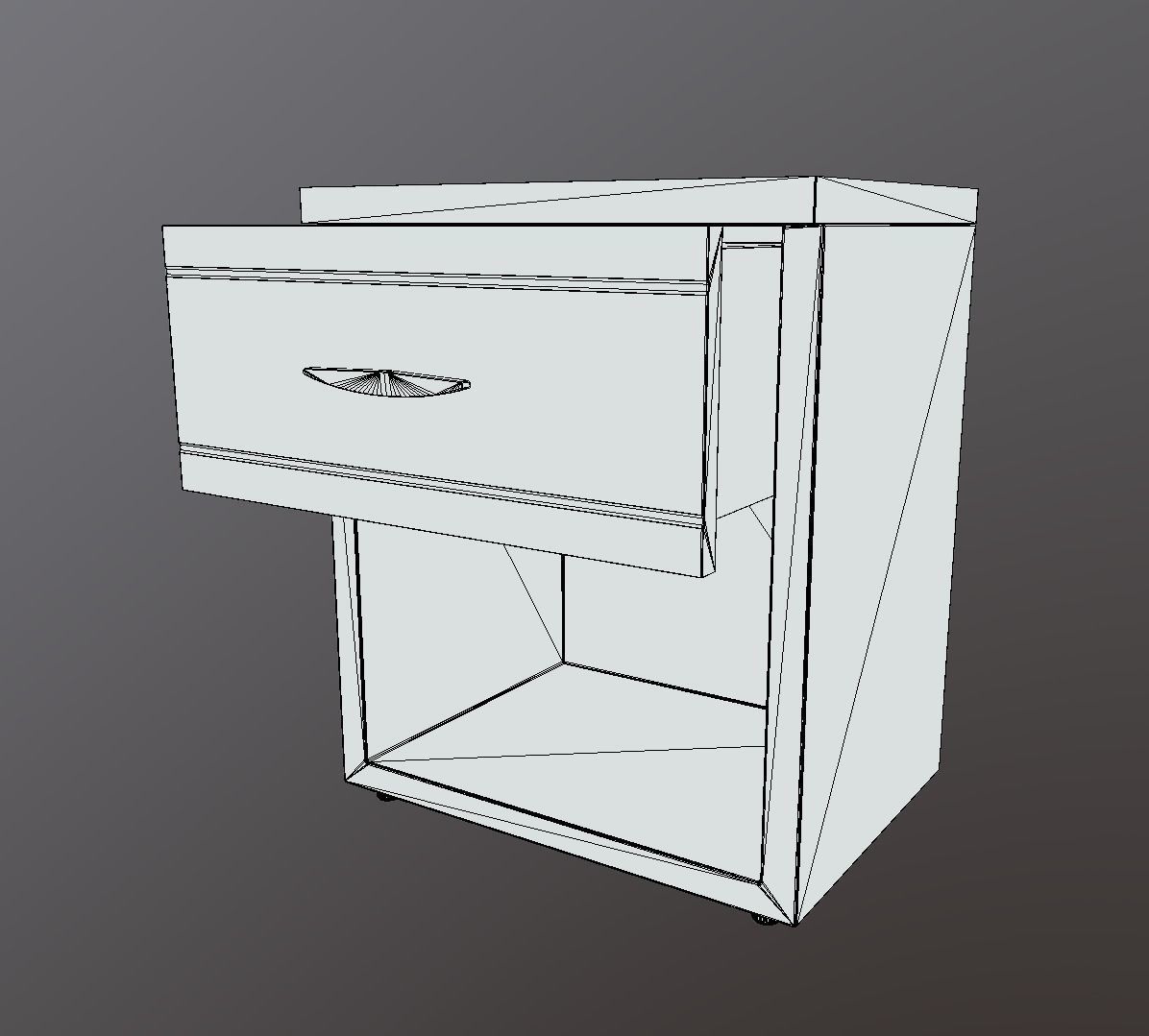 Nightstand bedside table with drawers Low-poly 3D model_7