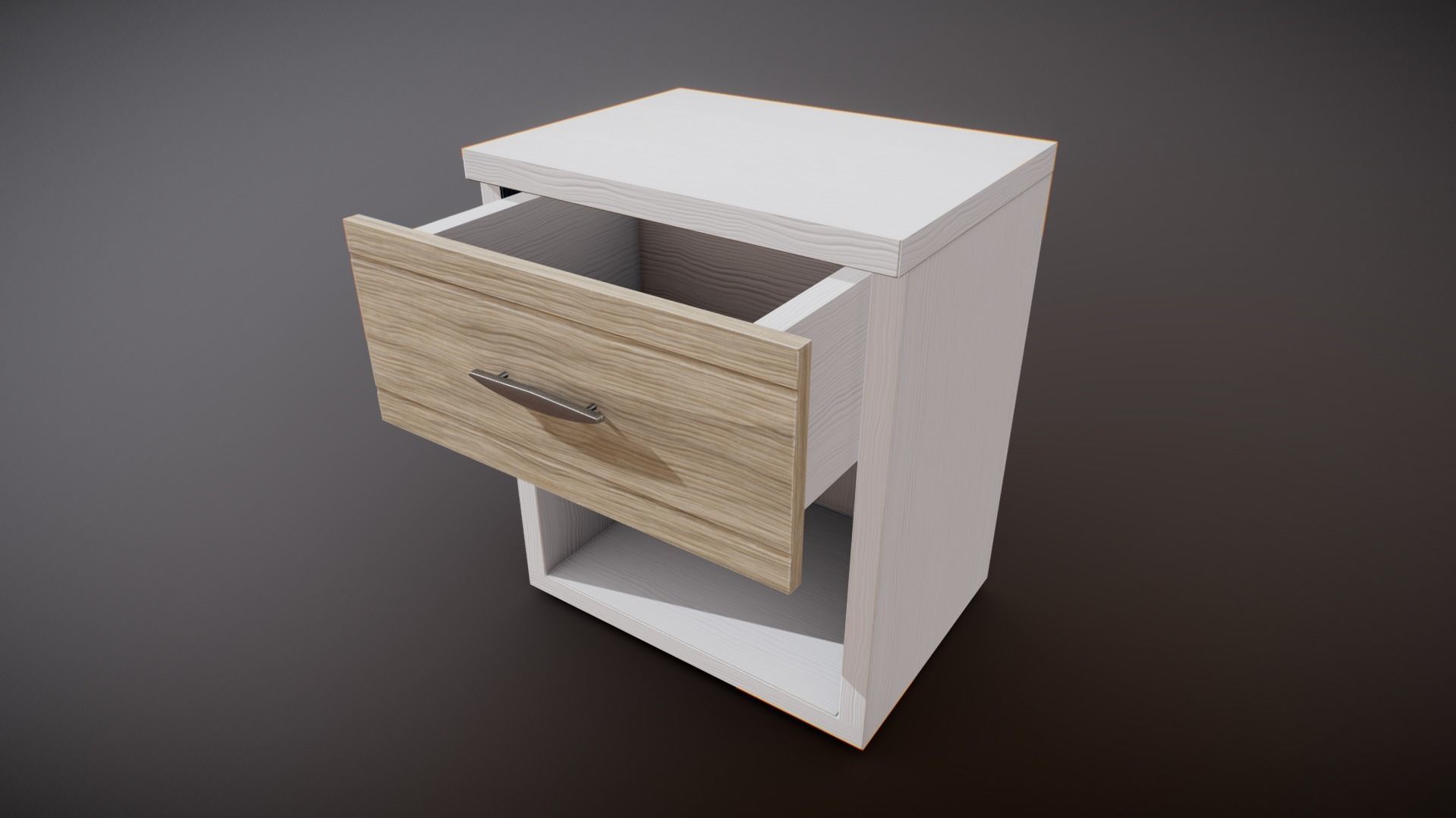 Nightstand bedside table with drawers Low-poly 3D model_2