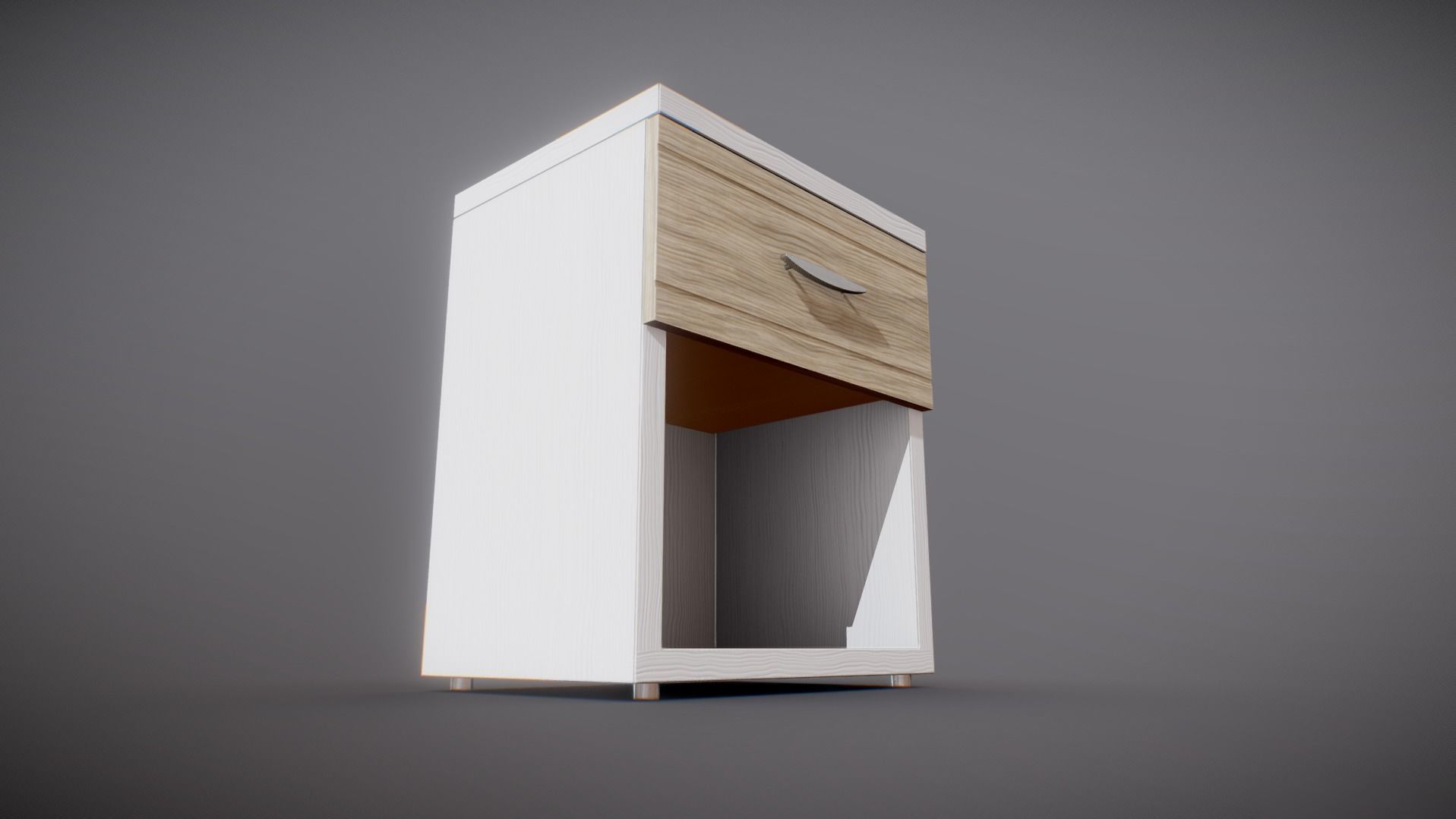 Nightstand bedside table with drawers Low-poly 3D model_1