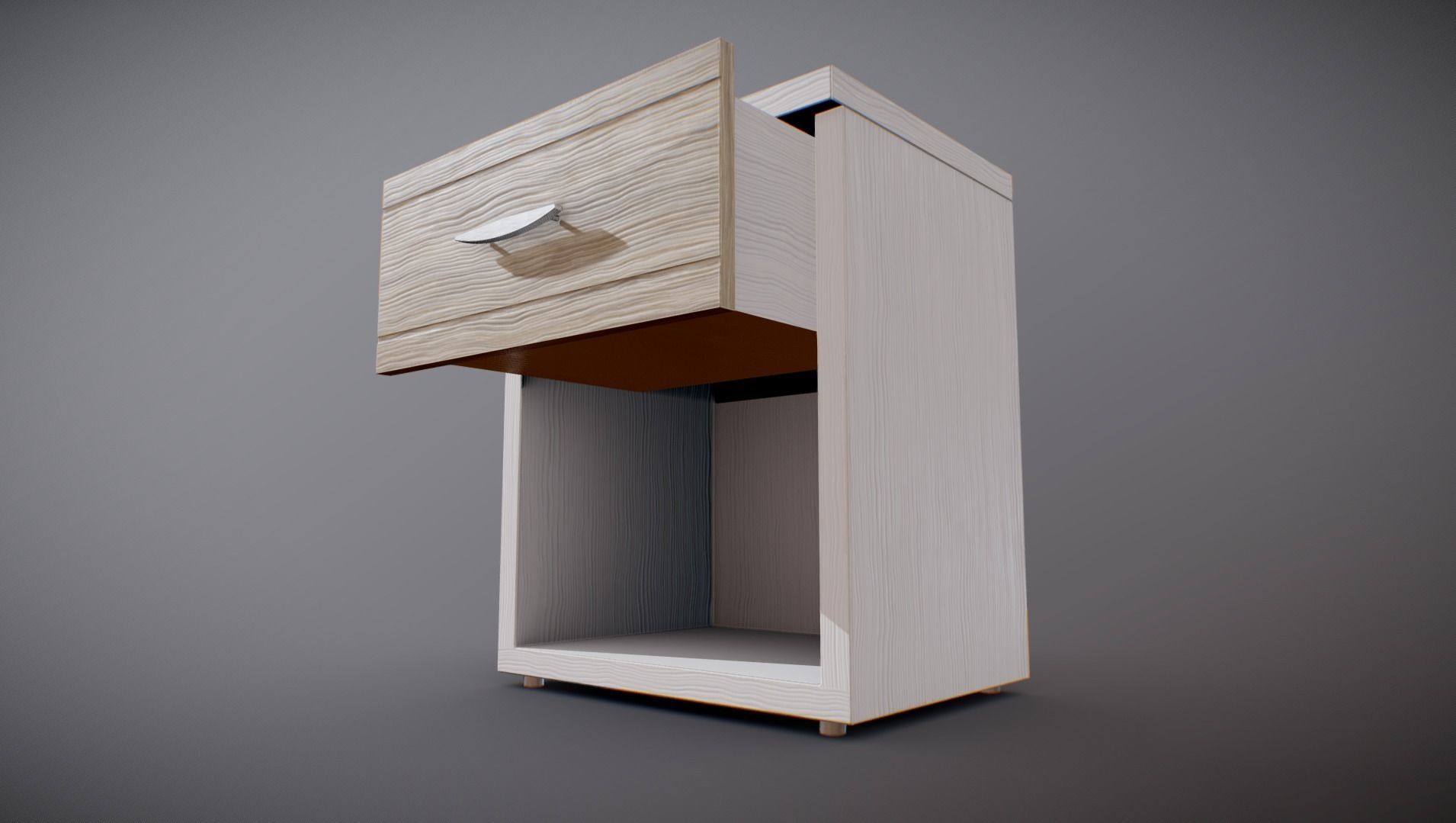 Nightstand bedside table with drawers Low-poly 3D model_3