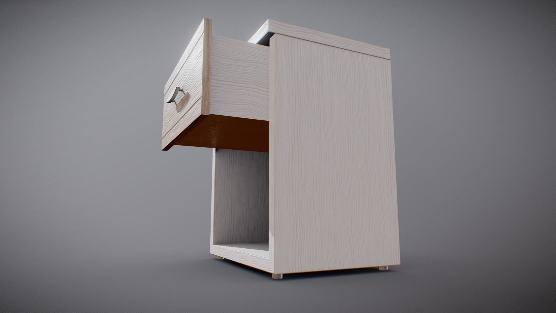 Nightstand bedside table with drawers Low-poly 3D model_5