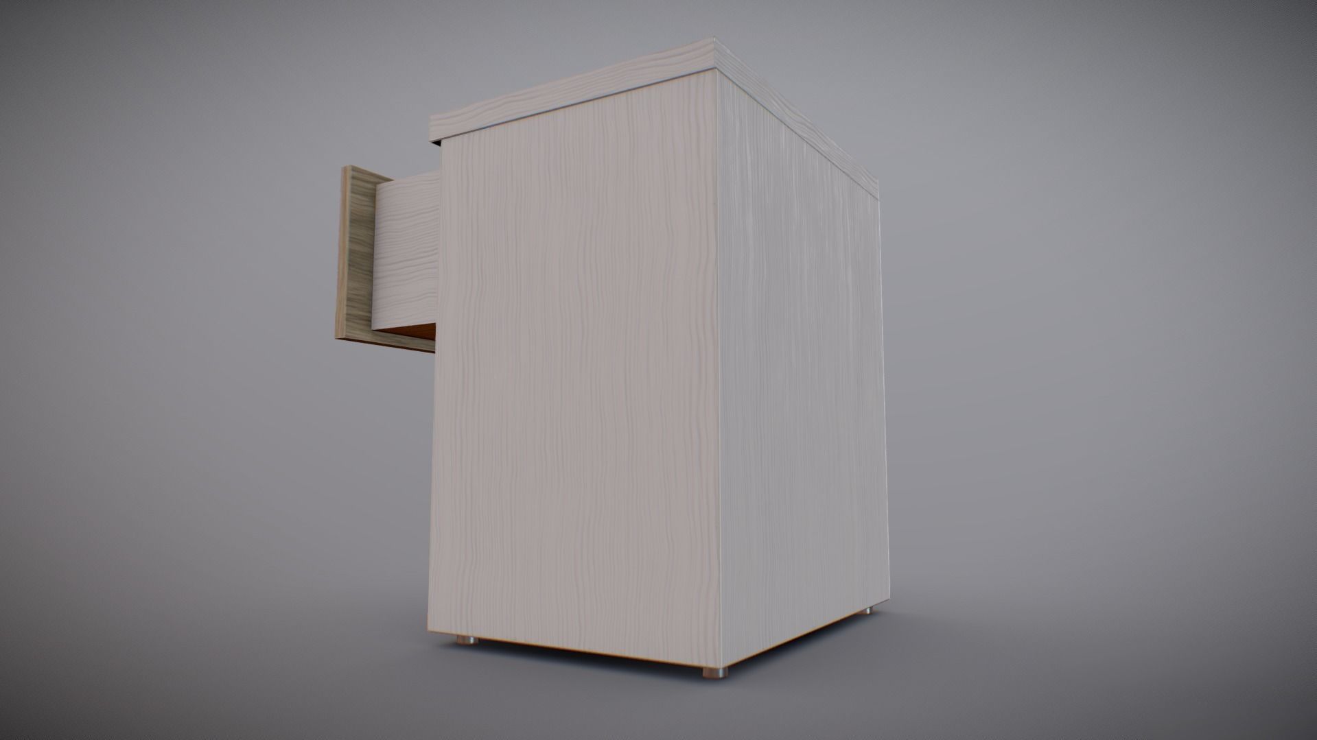 Nightstand bedside table with drawers Low-poly 3D model_4