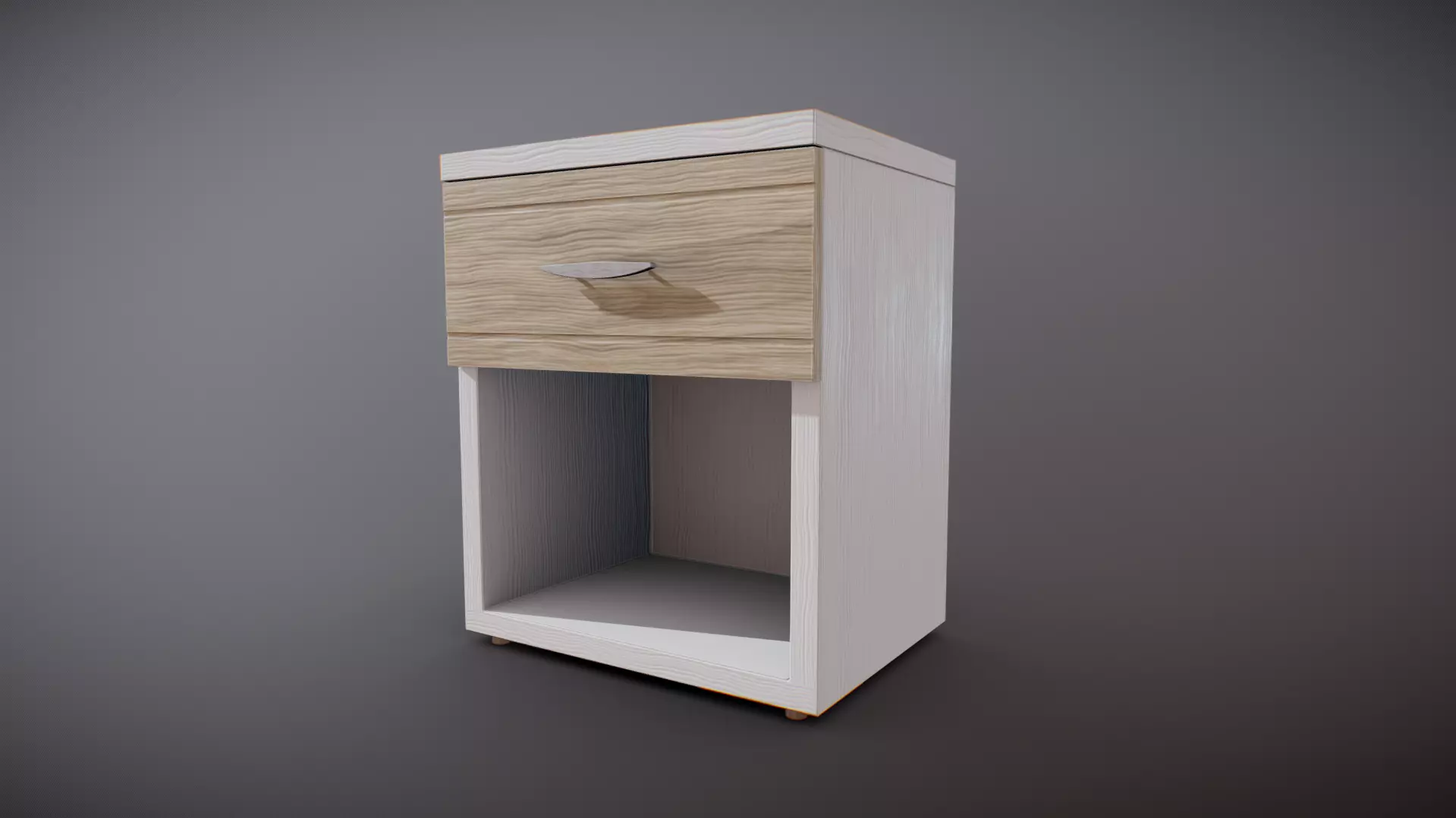 Nightstand bedside table with drawers Low-poly 3D model_0
