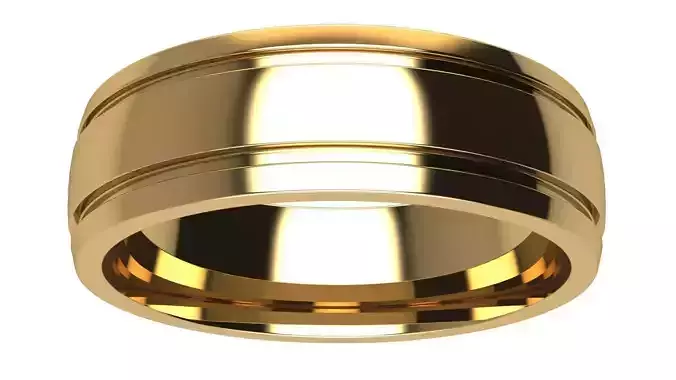 2 Grooves Wedding Band 6 mm wide