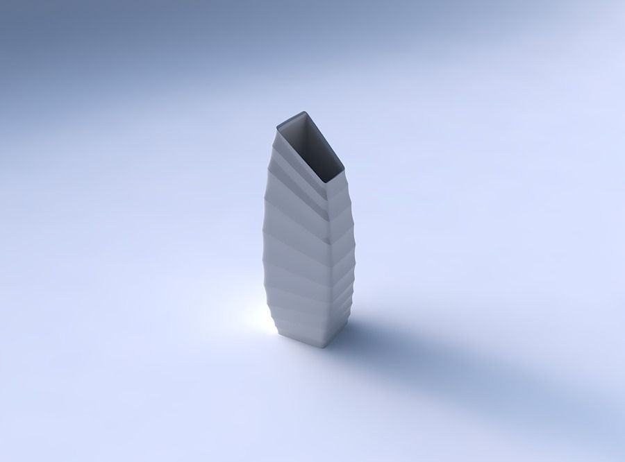 Vase bent rectangle with small horizontal sections 3D print model_3